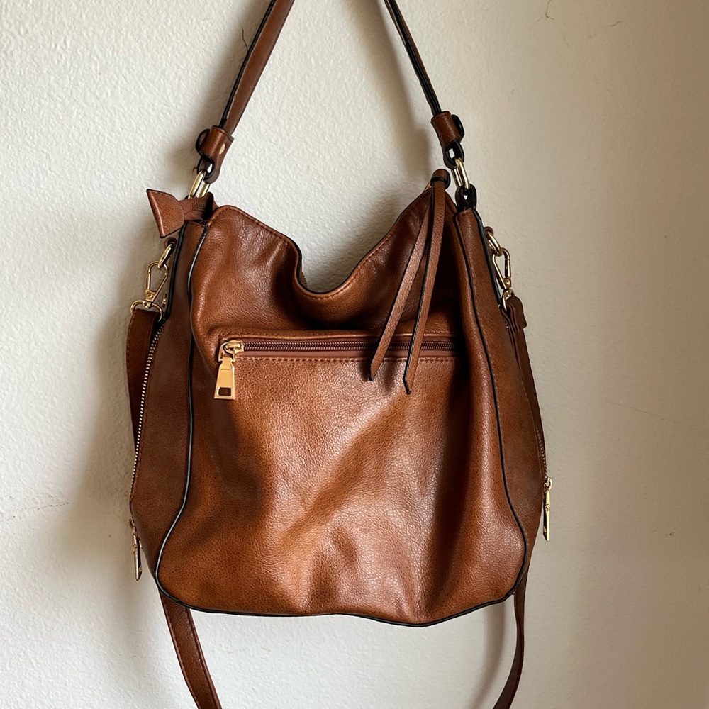 Leather crossbody purse.